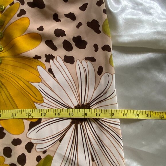 Vintage 1990s Floral Sunflower Leopard Chiffon Midi Button Skirt Boho Large - Picture 5 of 8